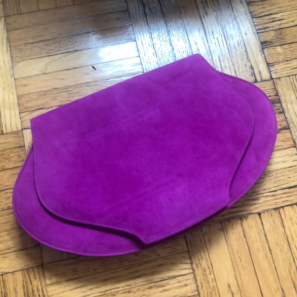 Charles Jourdan purple suede clutch w/strap